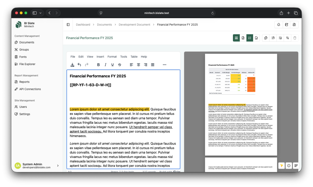 BI Slate app preview